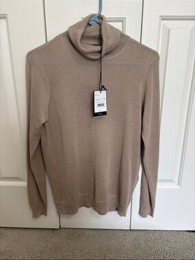 Neutral Shimmery Turtleneck Sweater